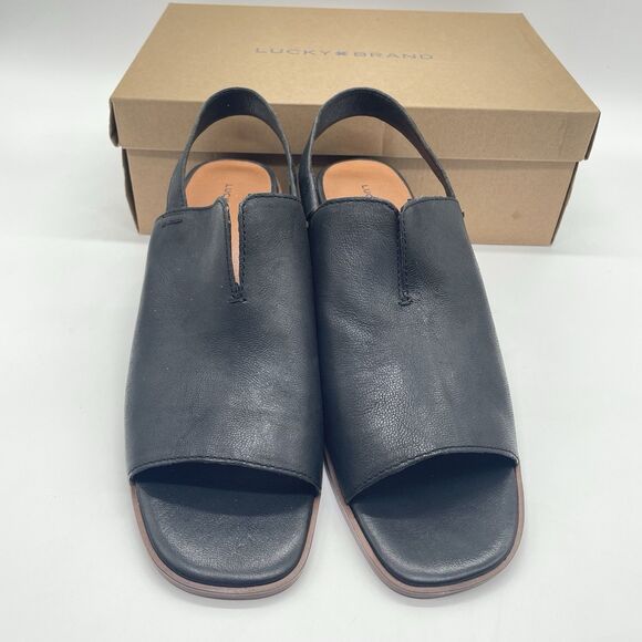 Lucky Brand Women's Jaila Block-Heel Backstrap Sandals Size 11M Black Goat Buggi - Picture 4 of 8